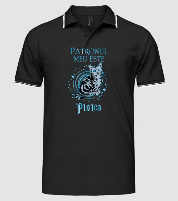 Patronul meu este PISICA model negru pe tricou