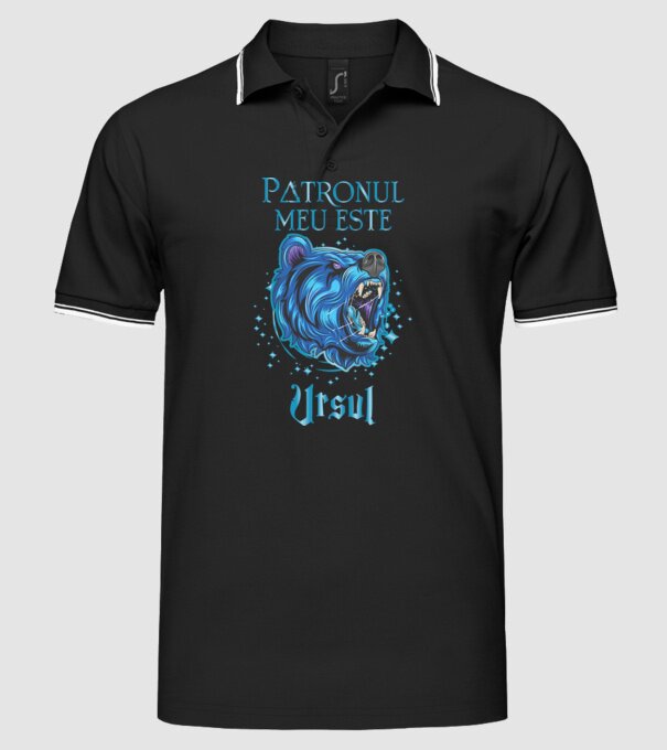 Patronul meu este URSUL model negru pe tricou