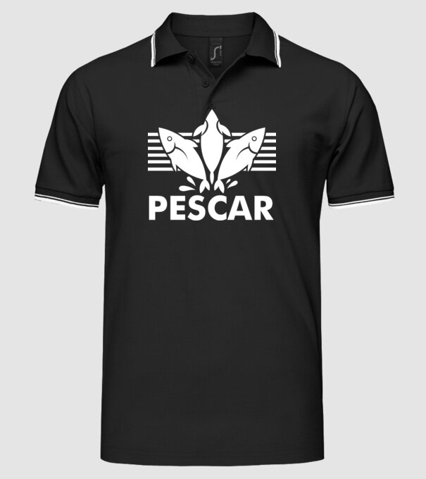 Pescar original model negru pe tricou