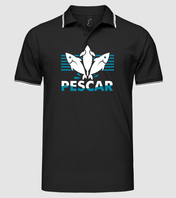 Pescar original model negru pe tricou