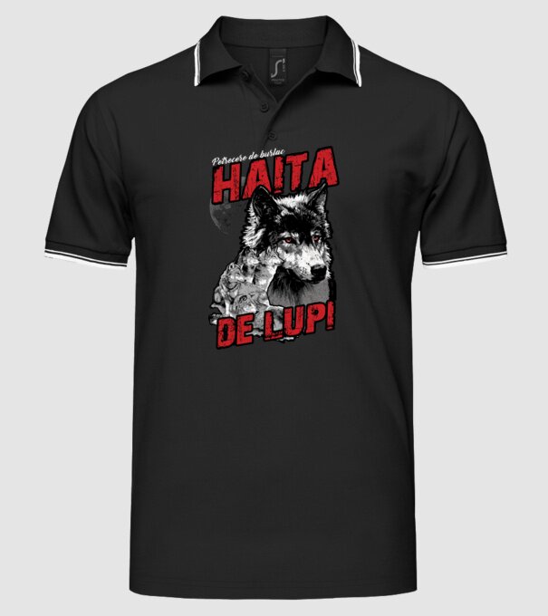 Petrecere de burlac - haită de lupi model negru pe tricou