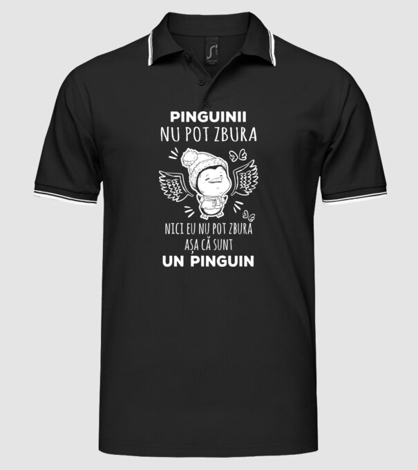 pinguinii nu pot zbura, nici eu nu pot zbura, așa că sunt un pinguin model negru pe tricou