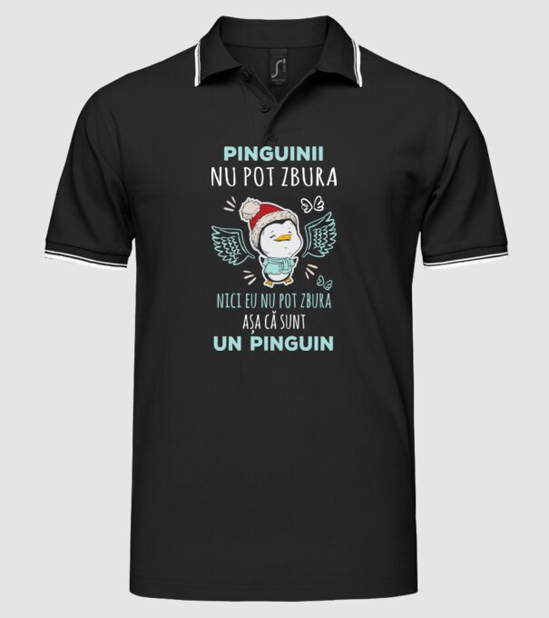 pinguinii nu pot zbura, nici eu nu pot zbura, așa că sunt un pinguin model negru pe tricou