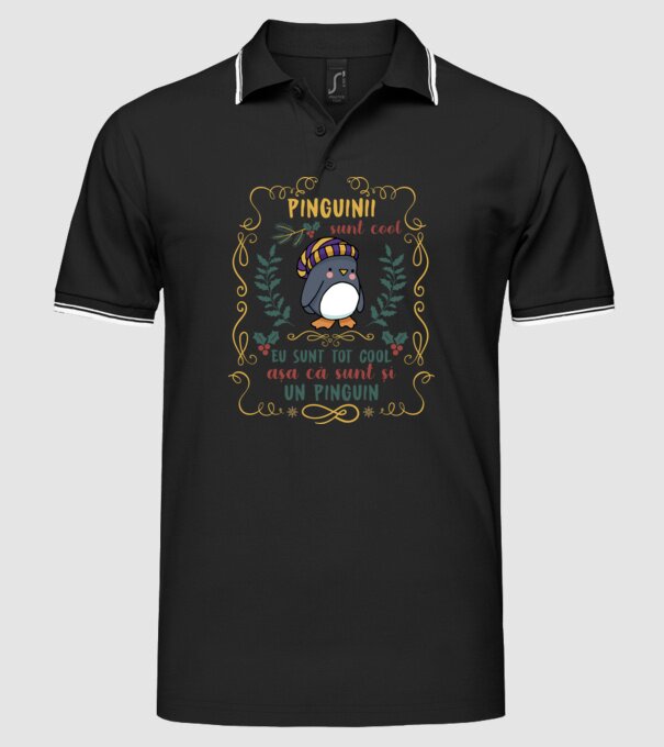 pinguinii sunt cool, eu sunt tot cool așa că sunt și un pinguin model negru pe tricou