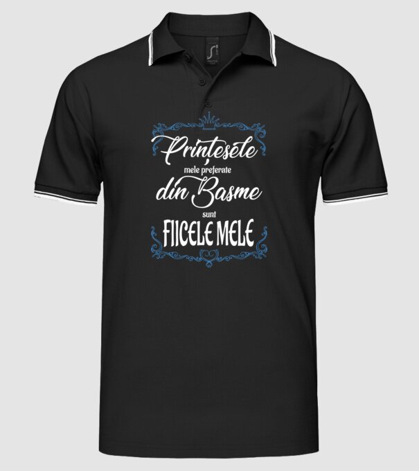 PINȚESELE mele preferate din basme sunt FIICELE MELE model negru pe tricou