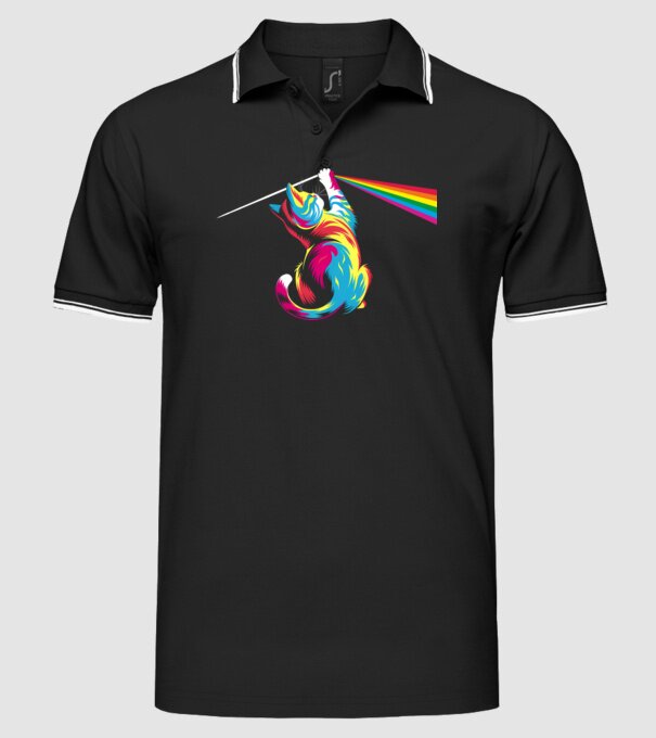 Pisica prismă model negru pe tricou