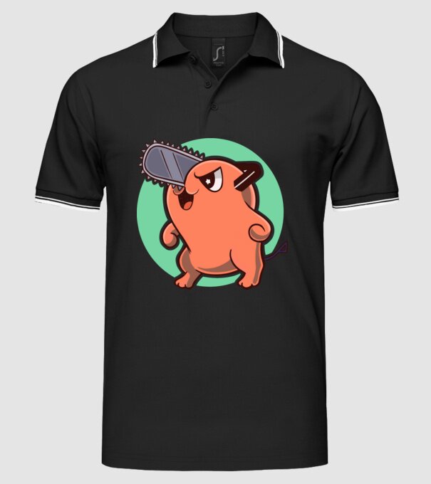 Pochita - ChainSawMan model negru pe tricou