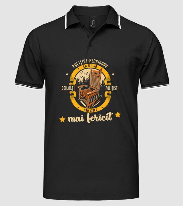 POLIȚIST pensionar - la fel ca ceilalți polițiști, dar mult mai fericit model negru pe tricou