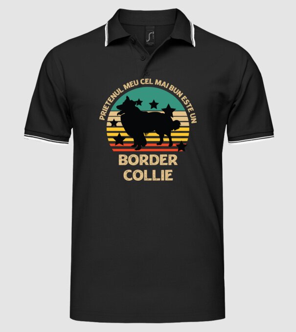 Prietenul meu cel mai bun este un border collie model negru pe tricou