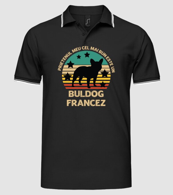 Prietenul meu cel mai bun este un buldog francez model negru pe tricou