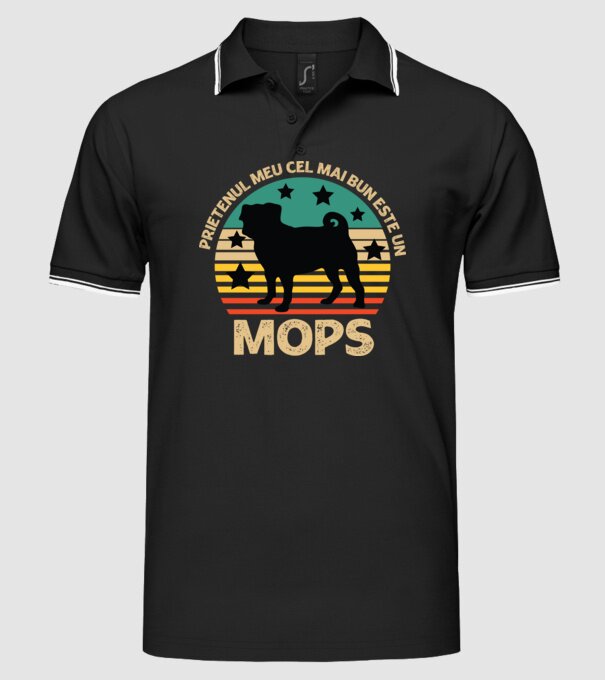 Prietenul meu cel mai bun este un mops model negru pe tricou