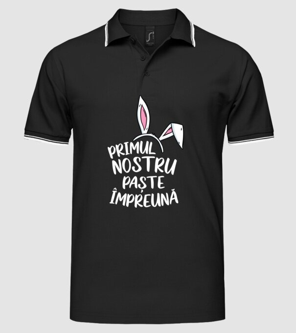 Primul nostru Paște împreună model negru pe tricou