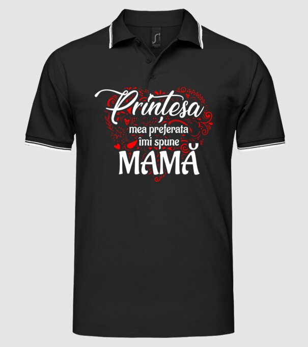 Prințesa mea de basm îmi spune mamă model negru pe tricou