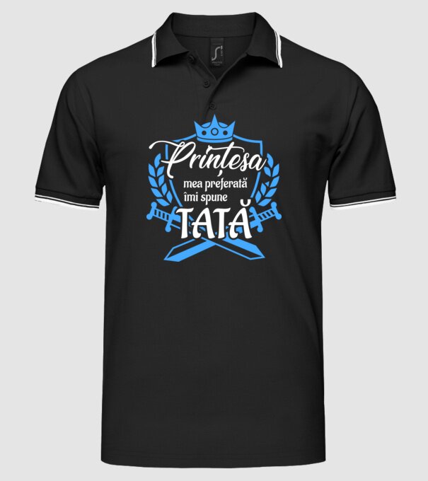 Prințesa mea de basm îmi spune tată model negru pe tricou