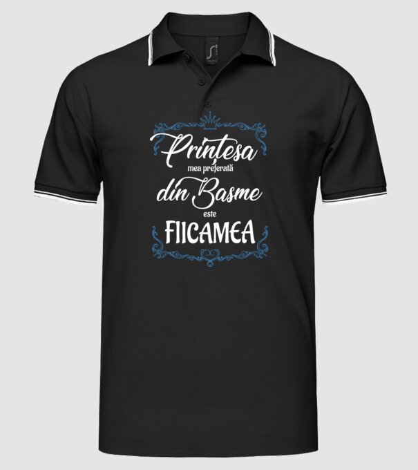 Prințesa mea preferată din basme este fiica mea model negru pe tricou