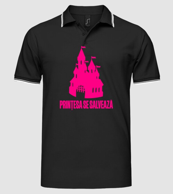 Prințesa se salvează model negru pe tricou
