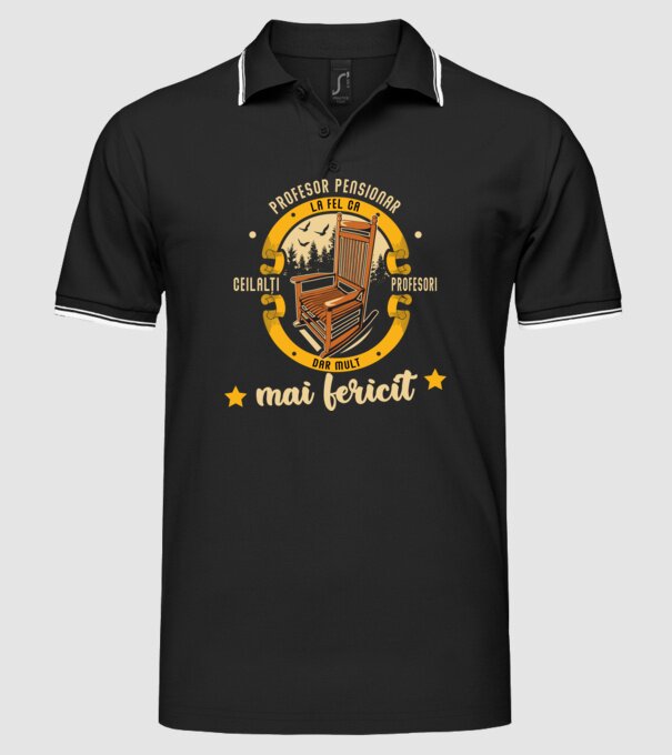 PROFESOR pensionar - la fel ca ceilalți profesori, dar mult mai fericit model negru pe tricou