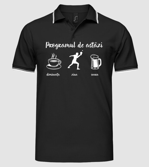 programul de astăzi: dimineața, ziua, seara model negru pe tricou