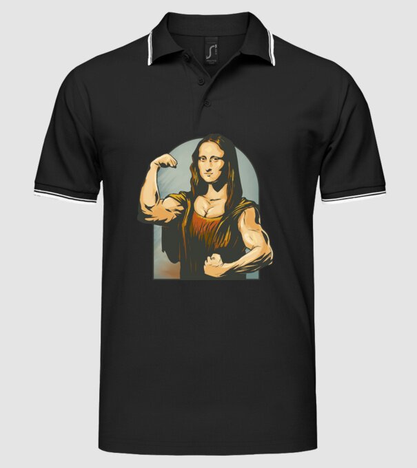 Pumped Mona model negru pe tricou