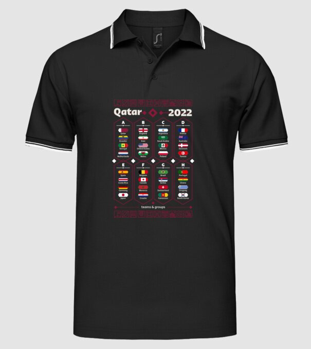 Qatar 2022 teams - groups model negru pe tricou