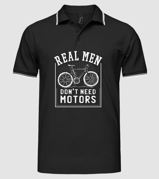 real man dont need motors model negru pe tricou