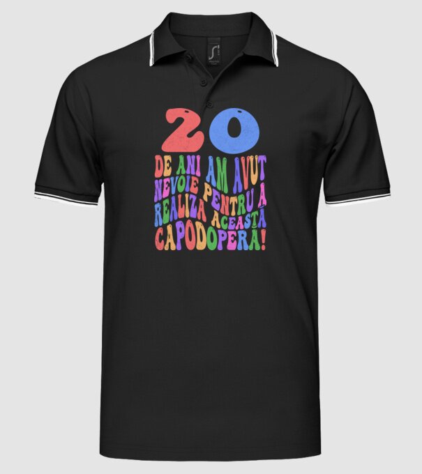 Realiza această capodoperă 20 model negru pe tricou