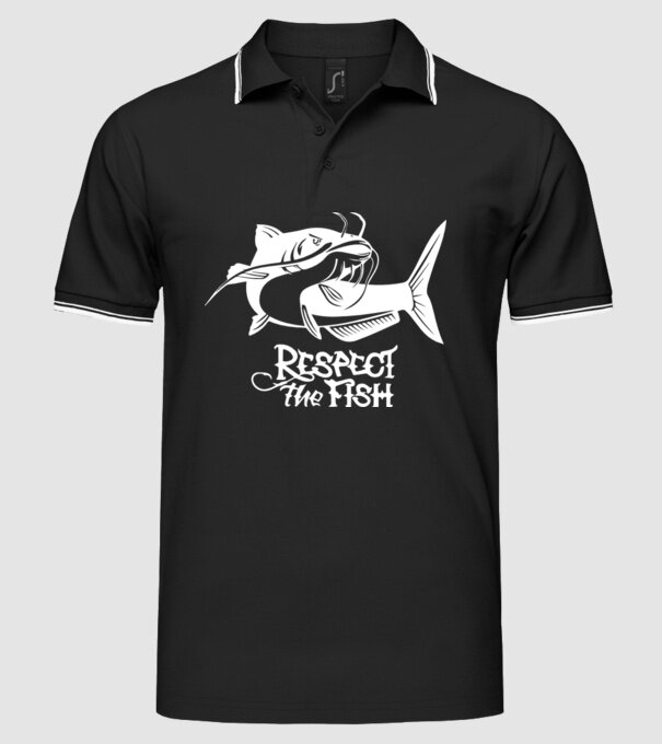 Respect the fish model negru pe tricou