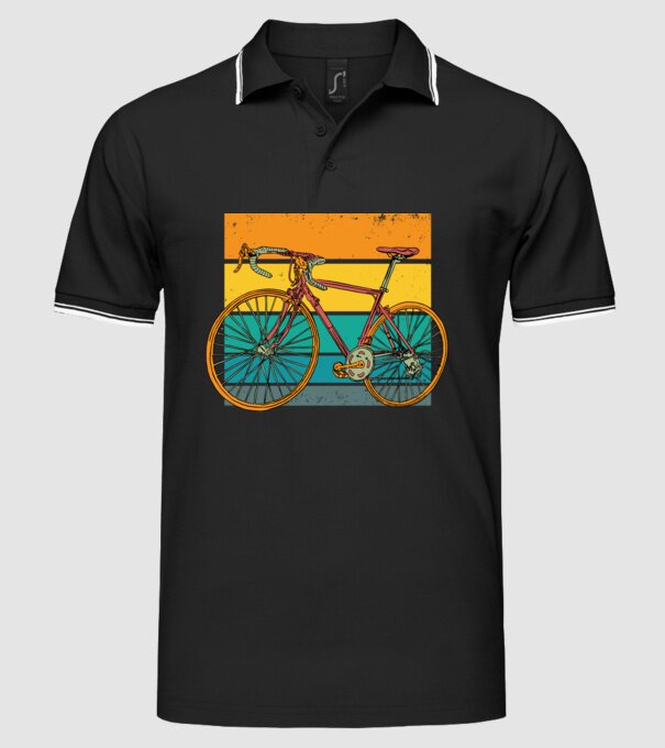 Retro bike model negru pe tricou