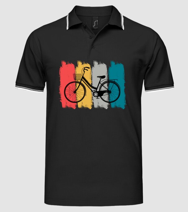 Retro city bike model negru pe tricou