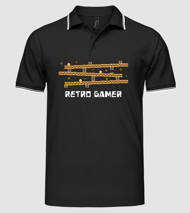 Retro gamer 2 model negru pe tricou