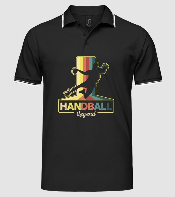 Retro Handball legend model negru pe tricou