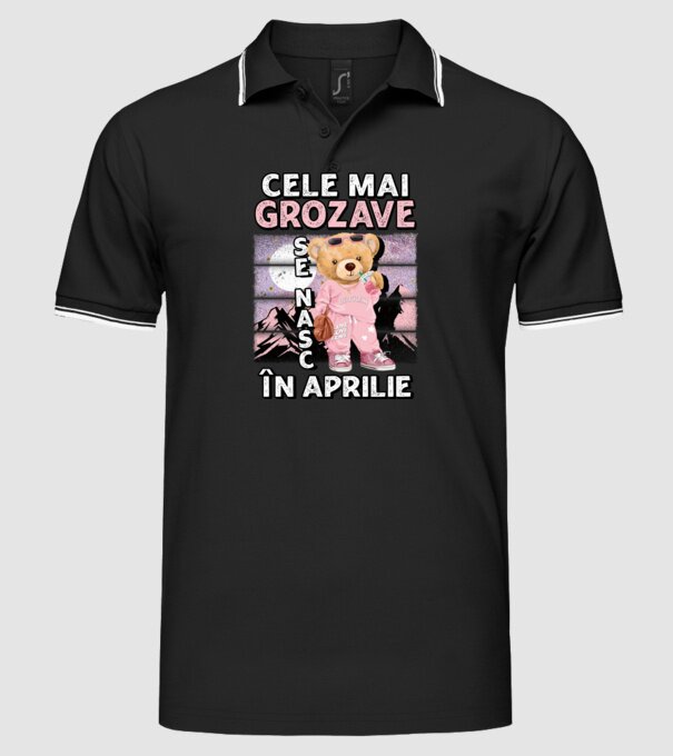 RETRO teddy fetişcană APRILIE model negru pe tricou