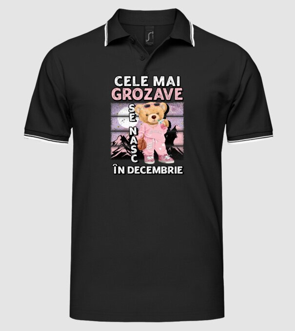 RETRO teddy fetişcană DECEMBRIE model negru pe tricou