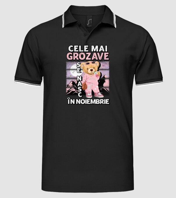 RETRO teddy fetişcană NOIEMBRIE model negru pe tricou