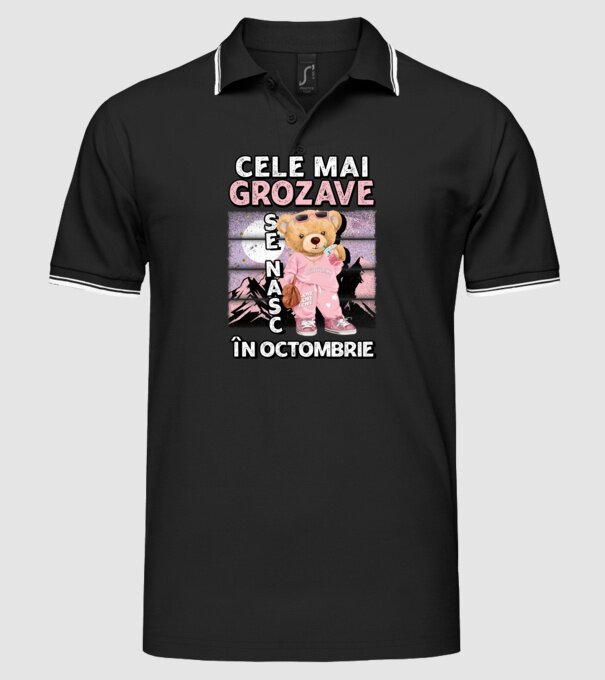 RETRO teddy fetişcană OCTOMBRIE model negru pe tricou