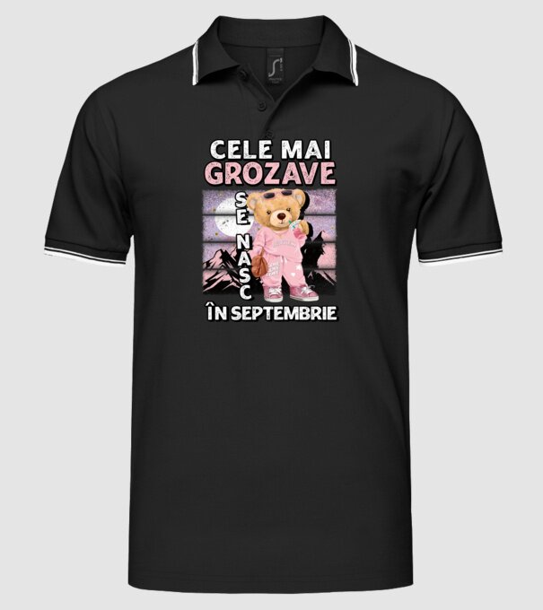 RETRO teddy fetişcană SEPTEMBRIE model negru pe tricou