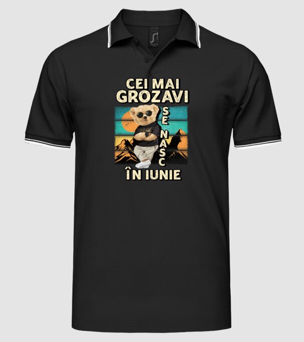 RETRO teddy IUNIE model negru pe tricou