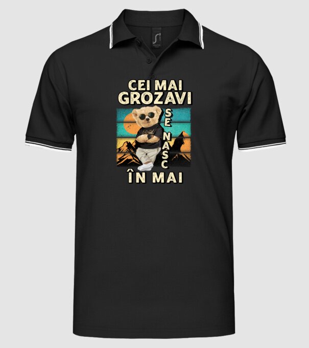 RETRO teddy MAI model negru pe tricou