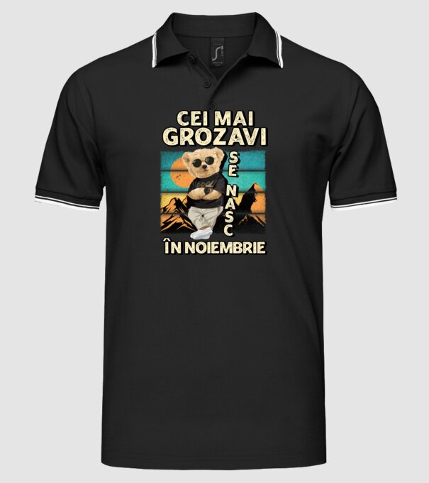 RETRO teddy NOIEMBRIE model negru pe tricou