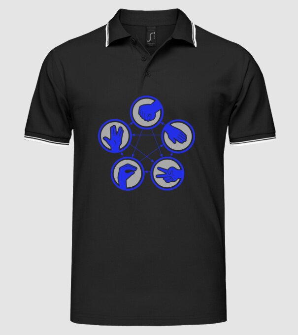 Rock Paper Scissor Lizad Spock model negru pe tricou