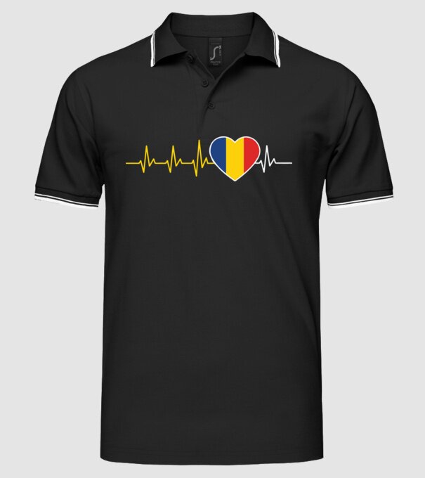 România heartbeat model negru pe tricou
