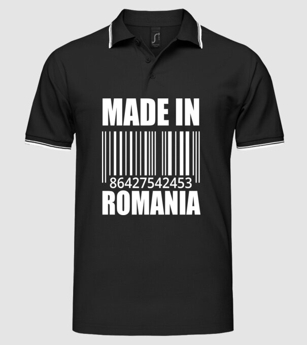 România made in model negru pe tricou