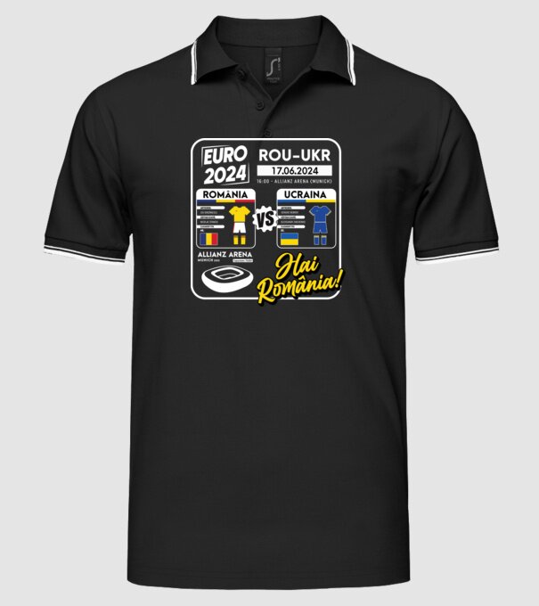 ROU-UKR euro 2024 calendar model negru pe tricou