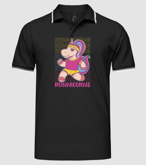 Runnicorns model negru pe tricou