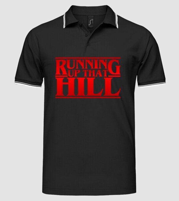 running up that hill model negru pe tricou