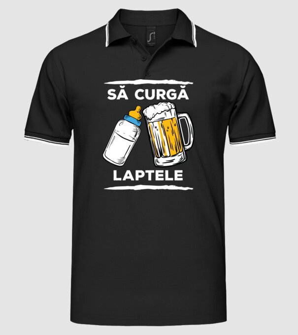 să curgă laptele! model negru pe tricou
