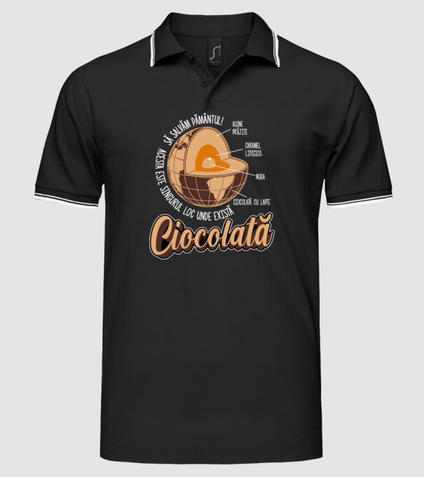 să salvăm Pământul! acesta este singurul loc unde există ciocolată - alune prăjite, caramel lipicios, nuga, ciocolată cu lapte model negru pe tricou