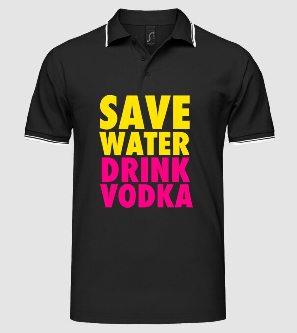 SAVE WATER DRINK VODKA model negru pe tricou