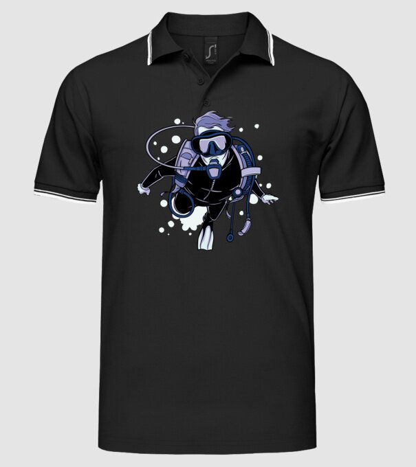 Scuba driver model negru pe tricou