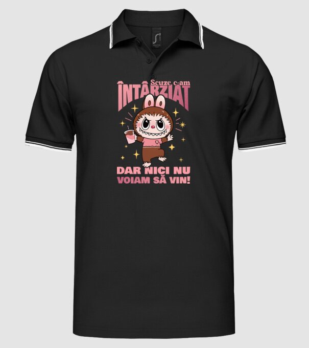Scuze c-am întârziat model negru pe tricou